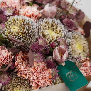 A side view of the Classic Elegance bouquet, highlighting its shape and composition.