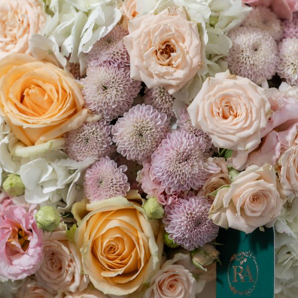 A top-down view of the Dusky Bloom bouquet, highlighting its harmonious mix of blooms.
