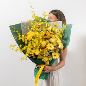 A full view of the luxury "Art of Yellow" bouquet, highlighting its vibrant mix of colors and textures.