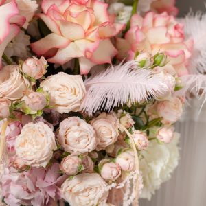 A full view of the Blush Feather bouquet, showcasing its modern design and soft color palette.