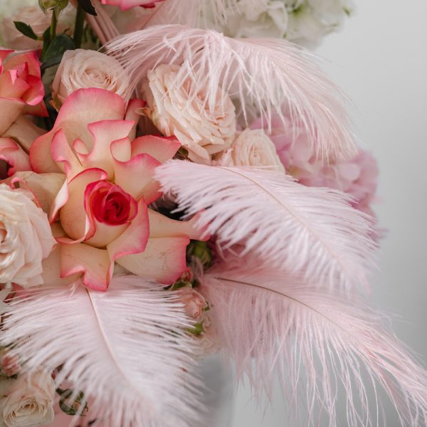 A full view of the Blush flower basket, showcasing its modern design and soft color palette.